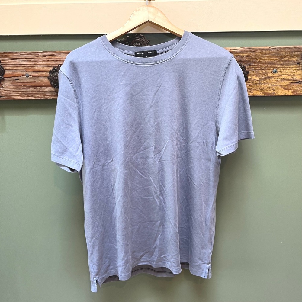 Robert Barakett Tee Mens XL Blue Grey Pima Cotton Short Sleeve Shirt